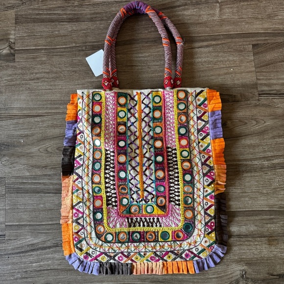 Tory Burch boho beaded canvas shoulder bag - Picture 1 of 16